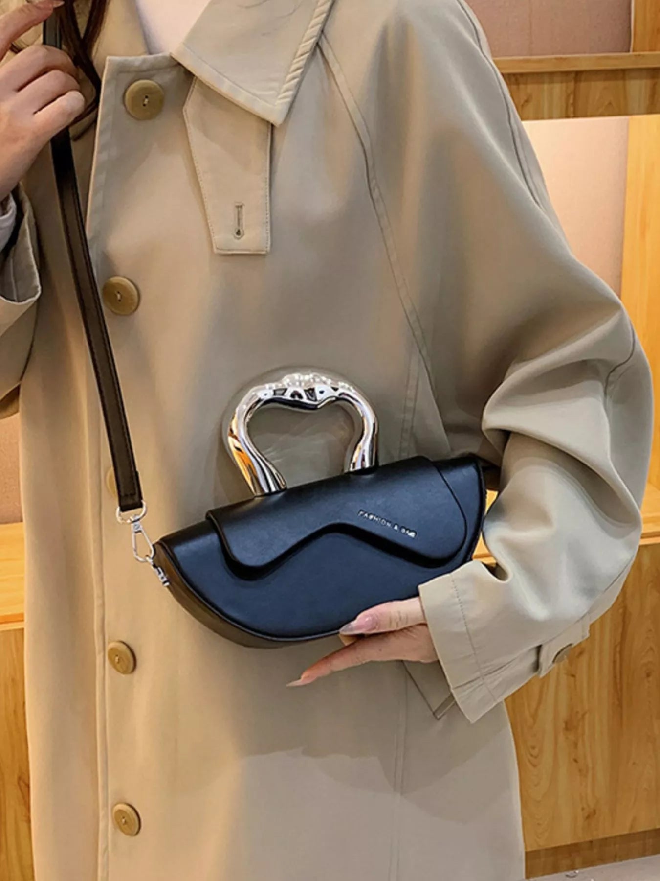 Half-Moon Crossbody Bag with Handle 