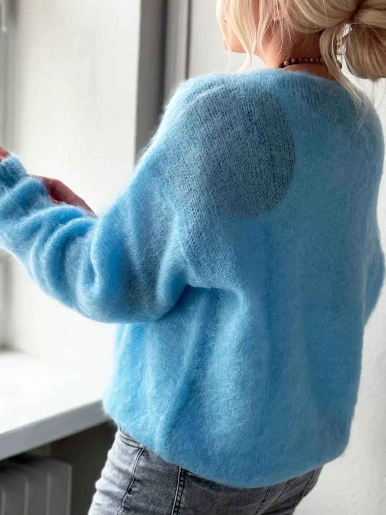 V-Neck Dropped Shoulder Sweater 