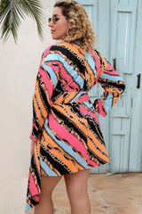 Plus Size Printed Surplice Neck Mini Dress 