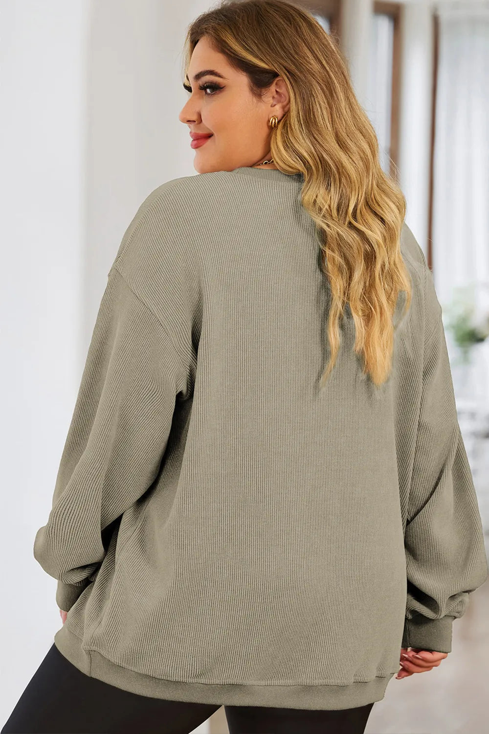 Plus Size Round Neck Dropped Shoulder Sweatshirt 
