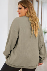 Plus Size Round Neck Dropped Shoulder Sweatshirt 