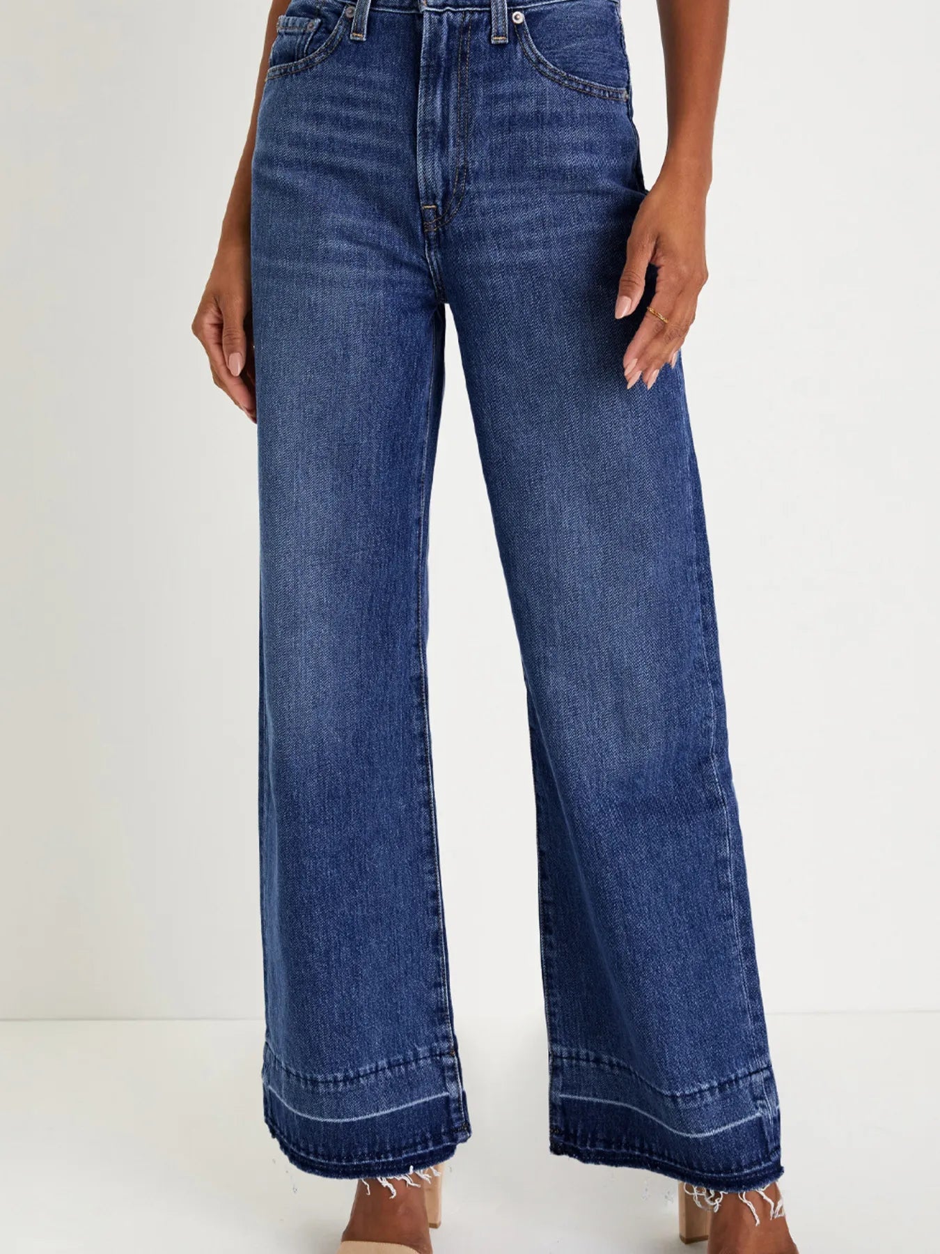 Raw Hem Unique Cuffs Straight High Rise Loose Jeans 