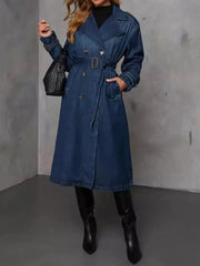 Button Up Long Sleeve Longline Denim Jacket 