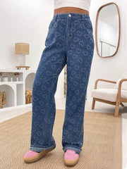 Heart Washed straight Leg Jeans 