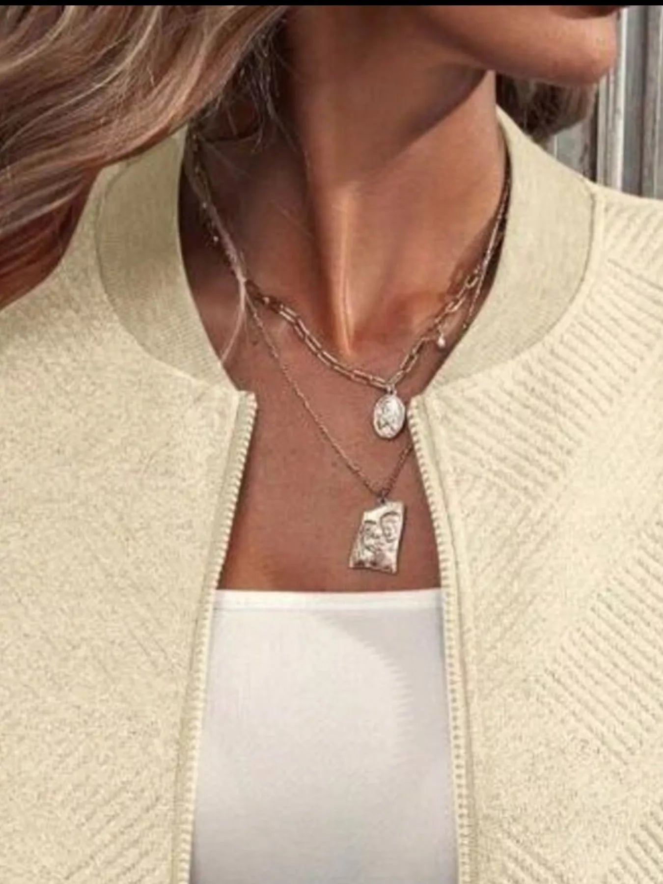 Full Size Zip Up Long Sleeve Textured Jacket Plus Size 