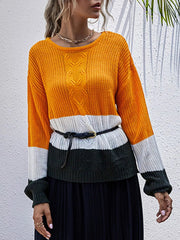 Color Block Round Neck Sweater 