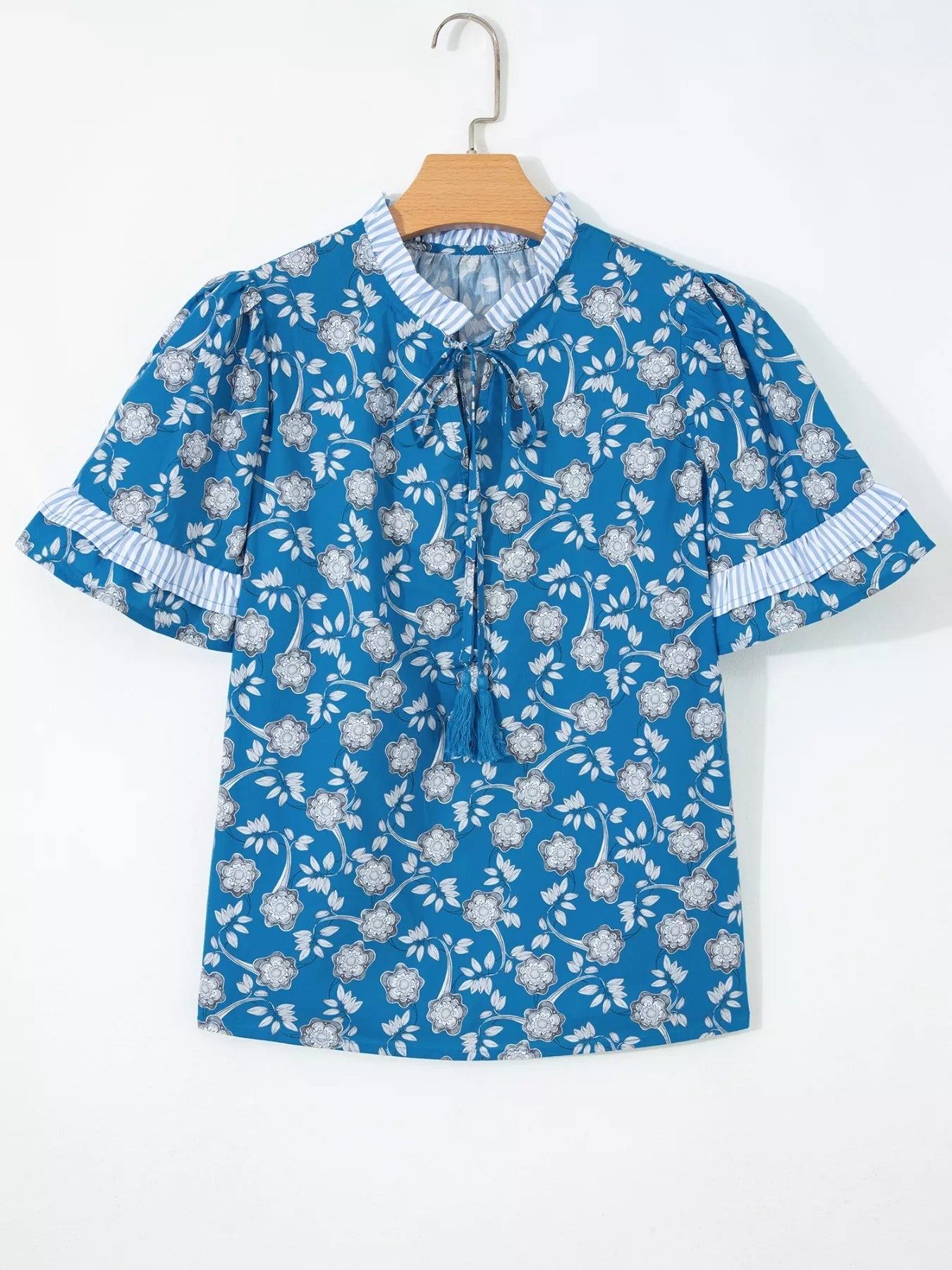 Floral Print Ruffle Sleeve Blouse 