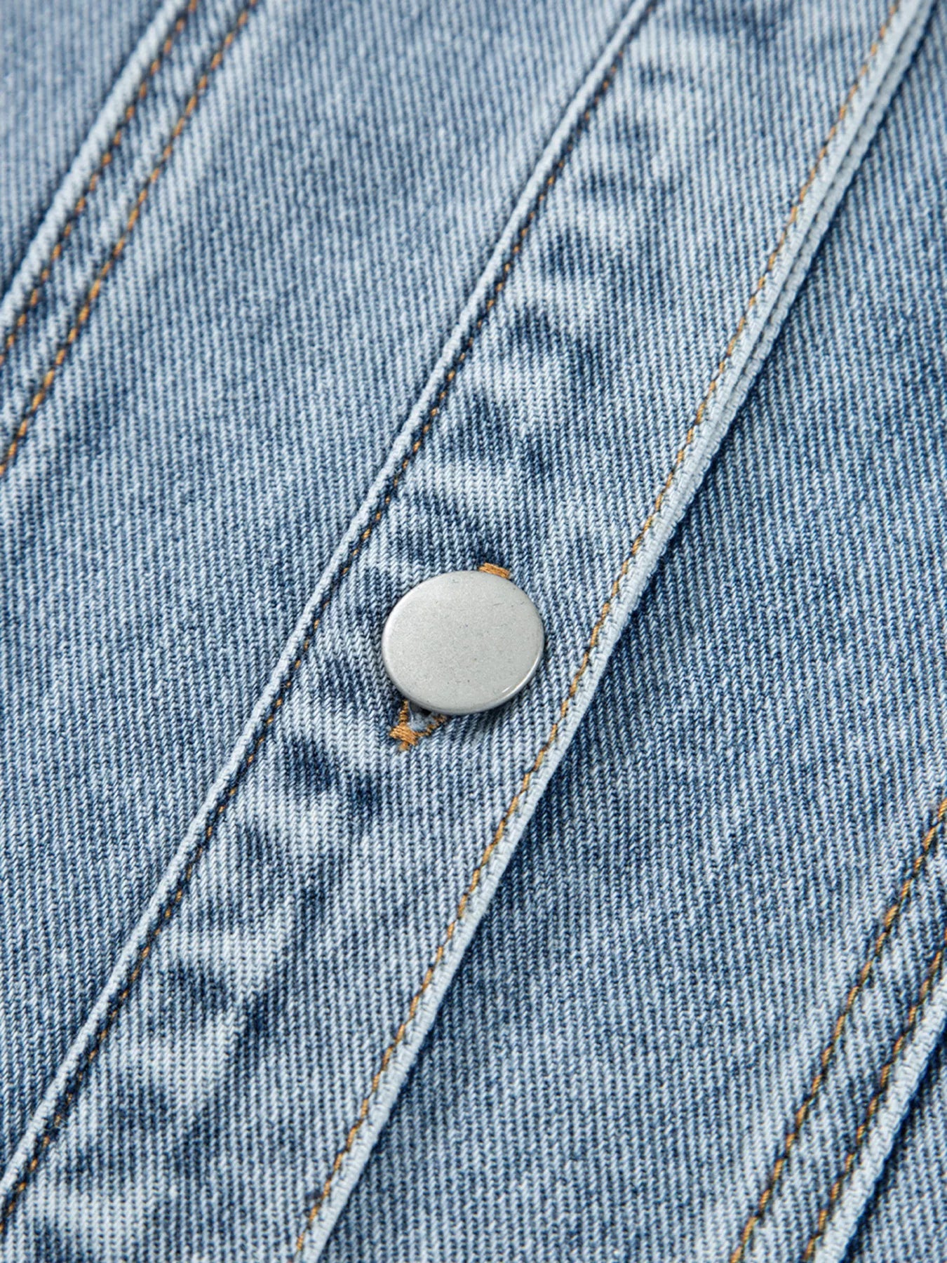 Scallop Trim Collar Patched Pocket Button Up Denim Jacket 
