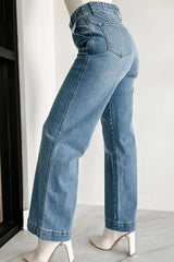Button Fly High Waist Jeans 