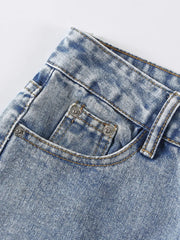 Distressed Raw Hem Jeans 
