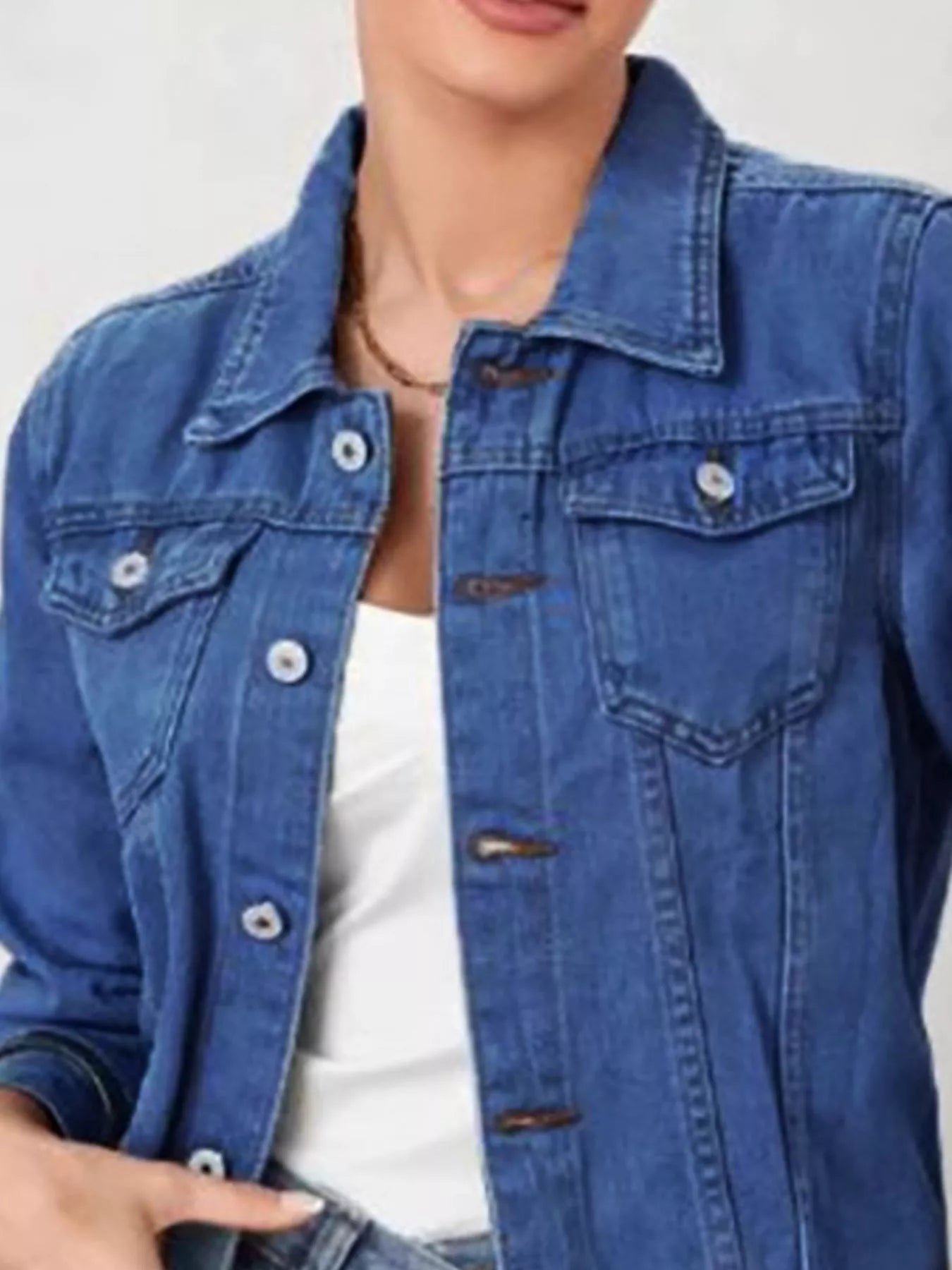 Button Up Long Sleeve Denim Jacket 