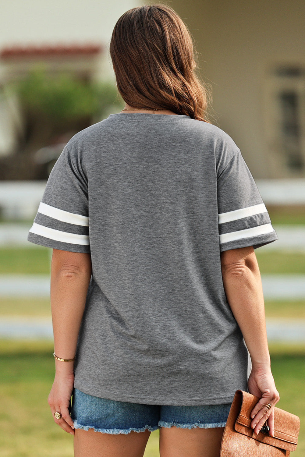 Plus Size US Flag Graphic V-Neck Tee 