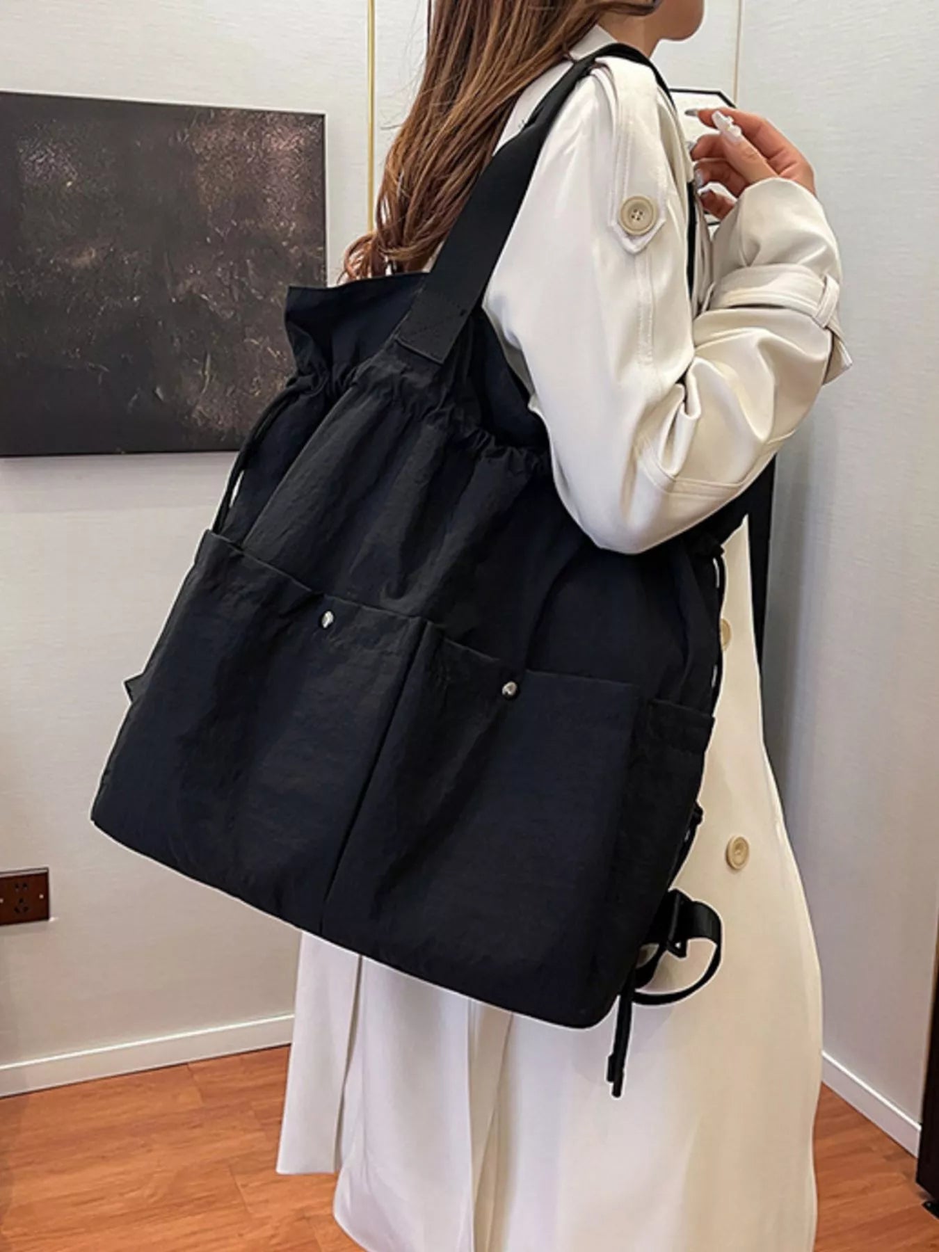 Drawstring Closure Lightweight Backpack Bag 