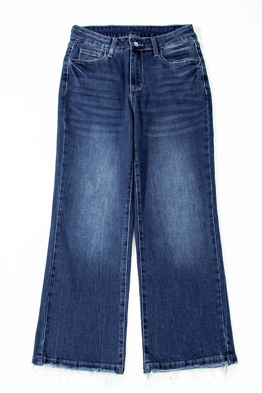 Mineral Wash Raw Hem High Waist Flared Jeans 