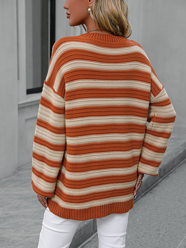 Striped Dropped Shoulder Sweater 