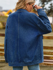 Dropped Shoulder Denim Jacket with Pockets 