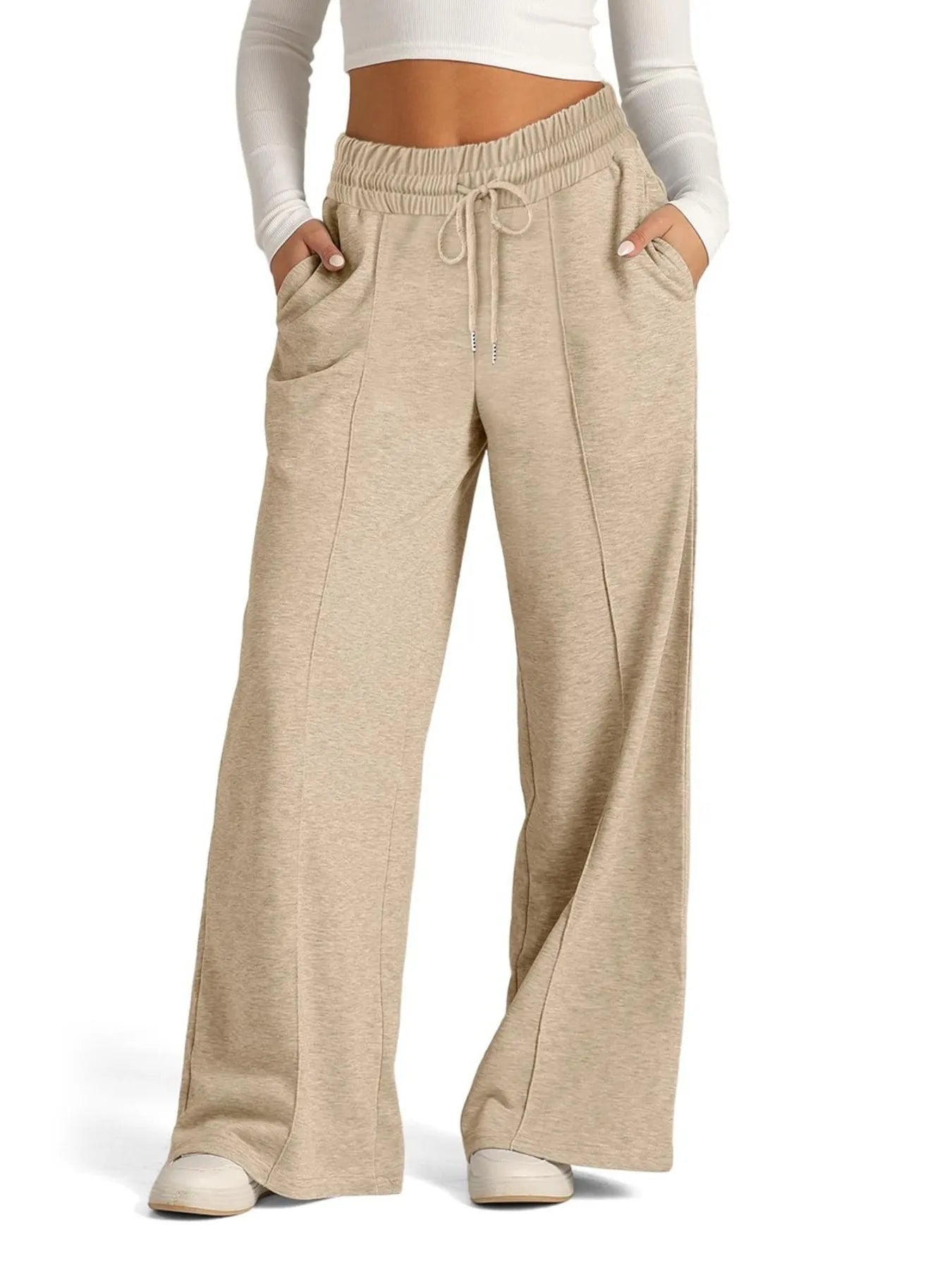 Full Size Drawstring Relaxed Fit Wide Leg Pants Plus Size 
