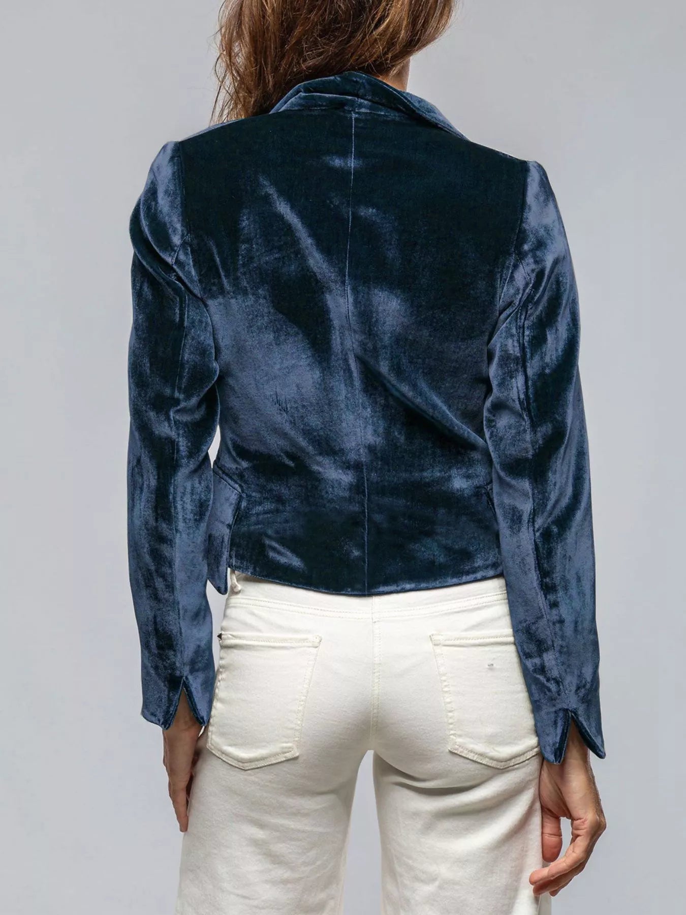 Velvet Lapel Collar One Button Blazer 