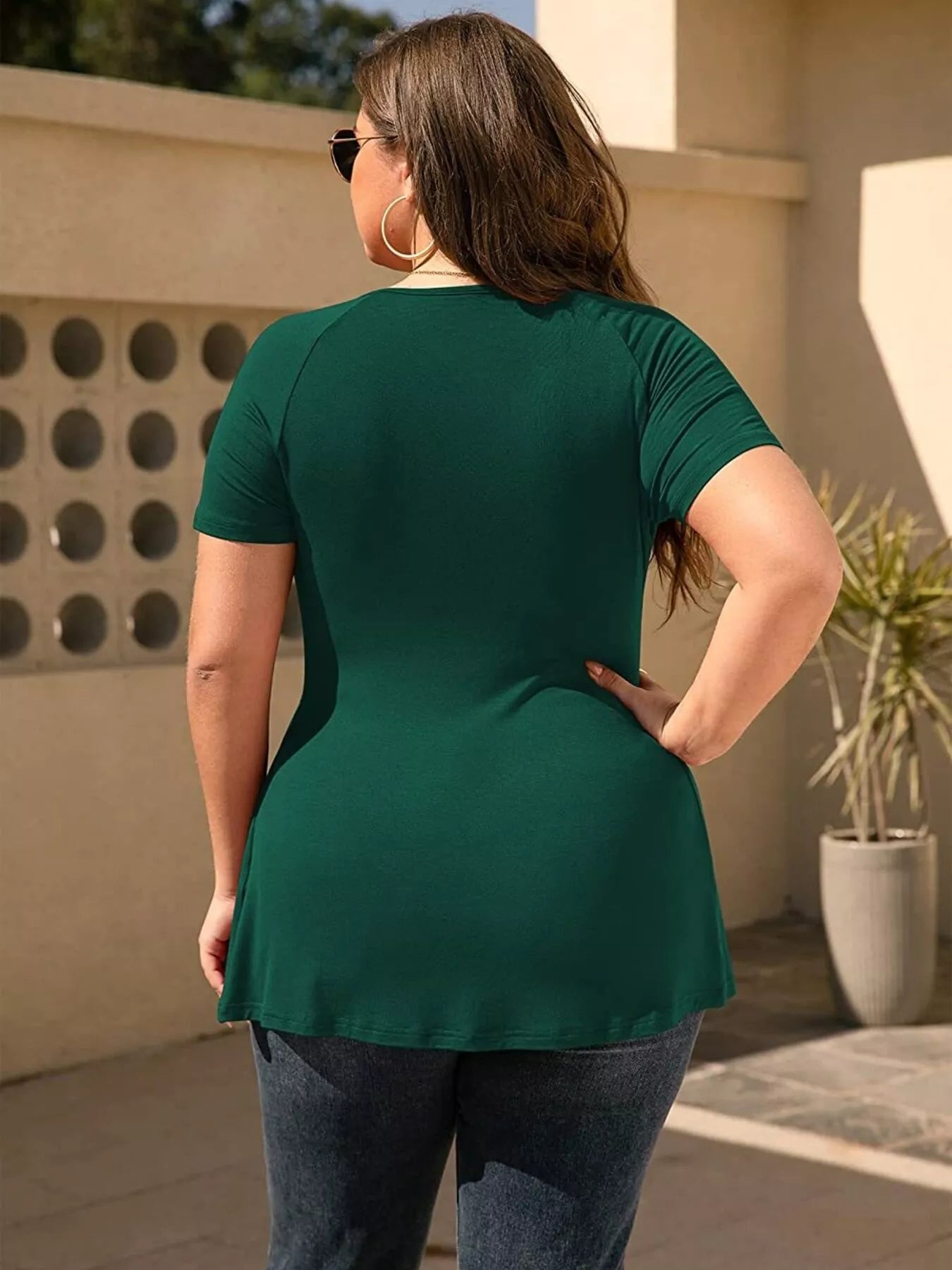Plus Size Surplice Short Sleeve T-Shirt 