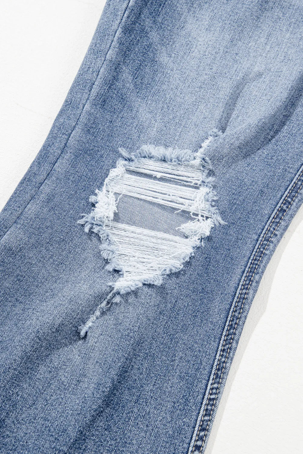 Distressed Raw Hem Bootcut Jeans 