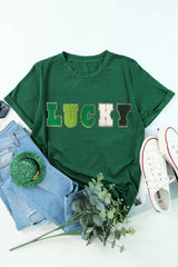 LUCKY Round Neck Short Sleeve T-Shirt 