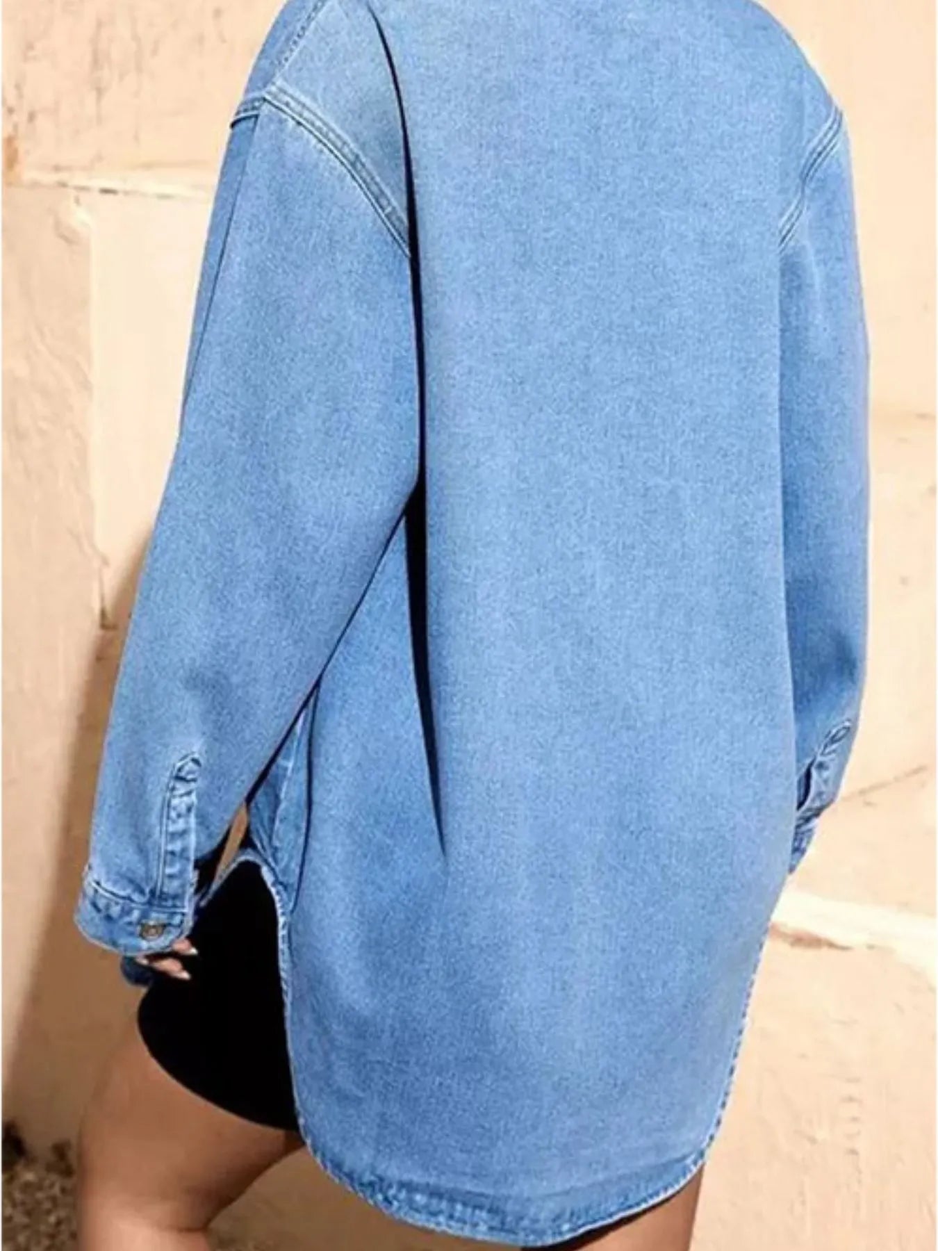 Slit Button Up Denim Shirt 