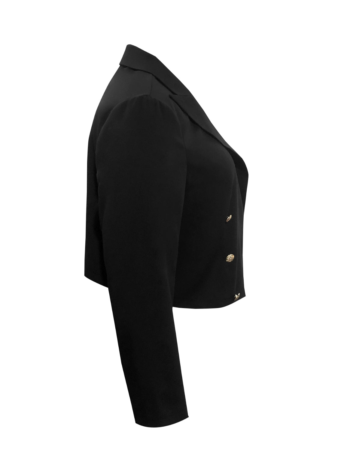 Plus Size Buttoned Lapel Collar Long Sleeve Blazer 