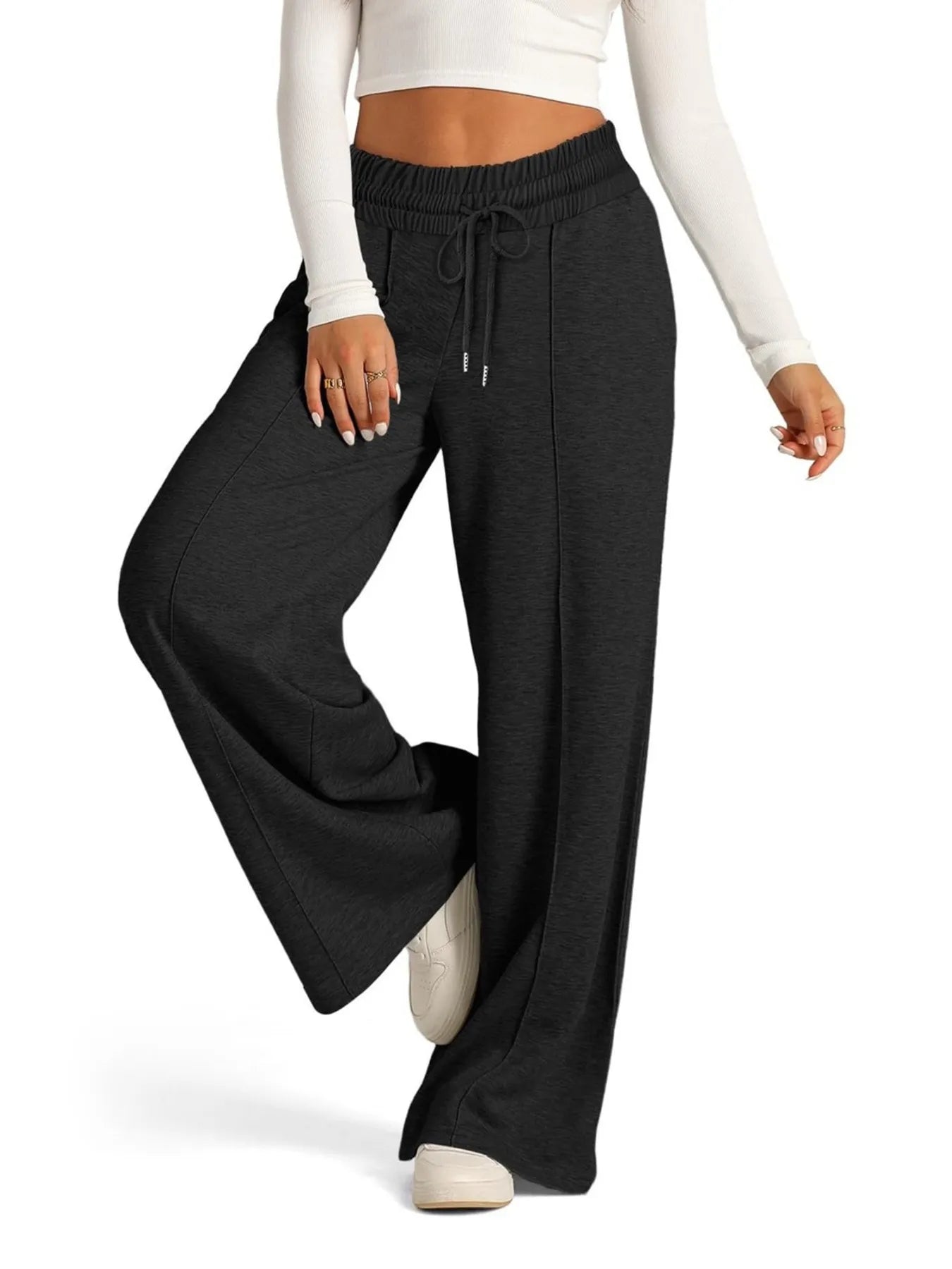 Full Size Drawstring Relaxed Fit Wide Leg Pants Plus Size 