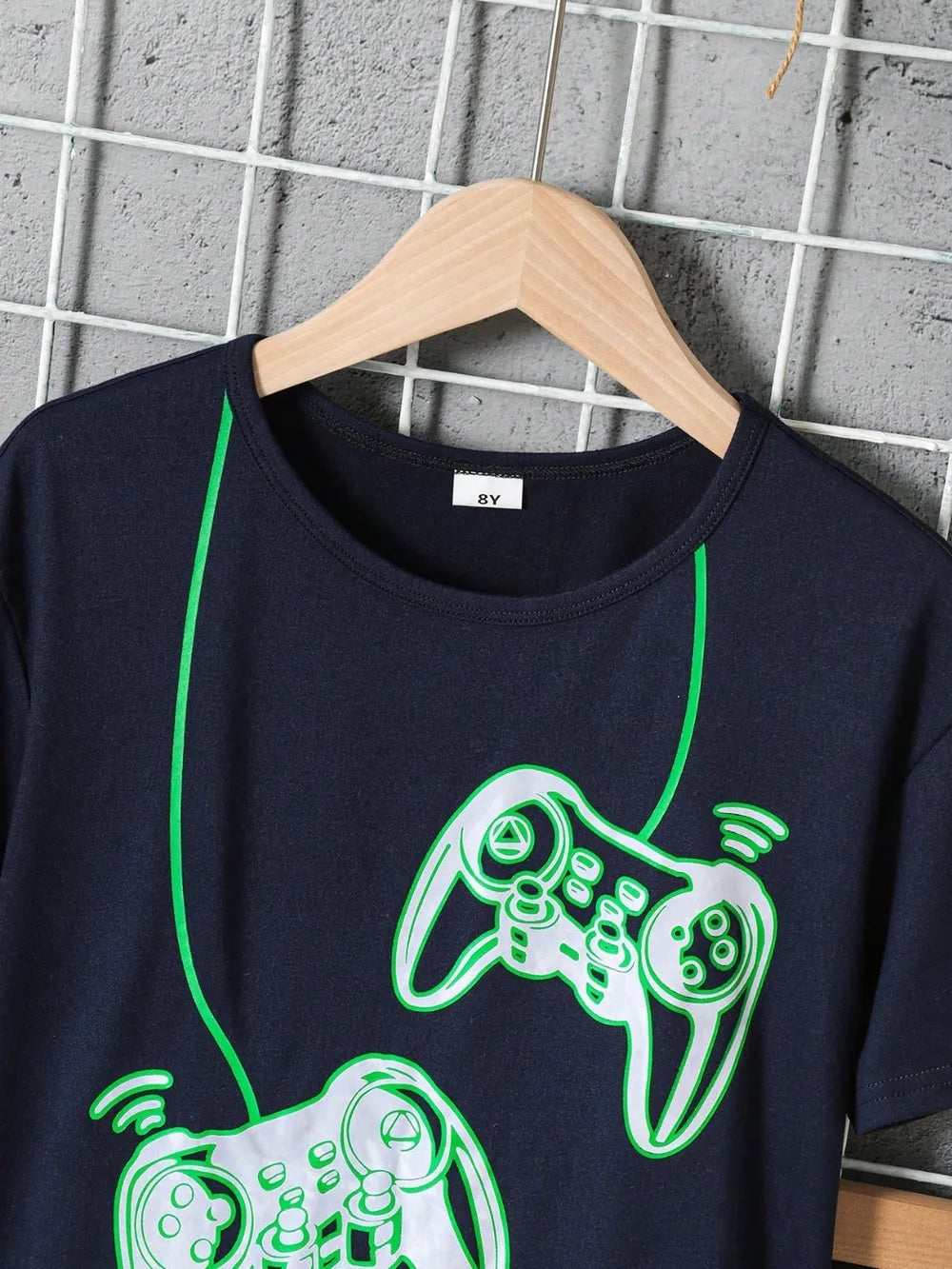 Children's Graphic Round Neck T-Shirt and Pants Set 