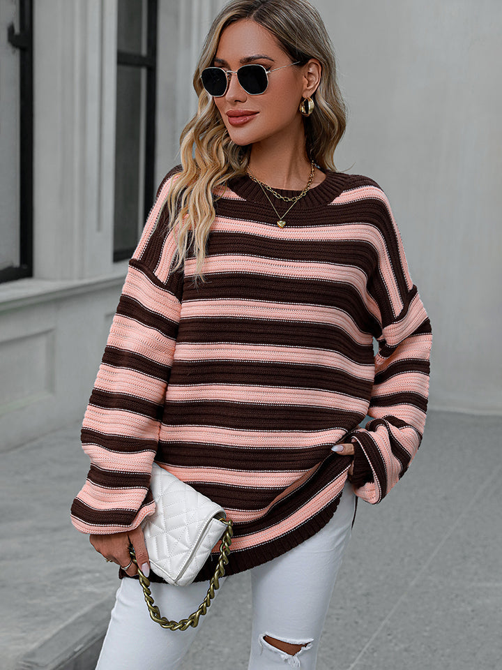 Striped Dropped Shoulder Sweater 