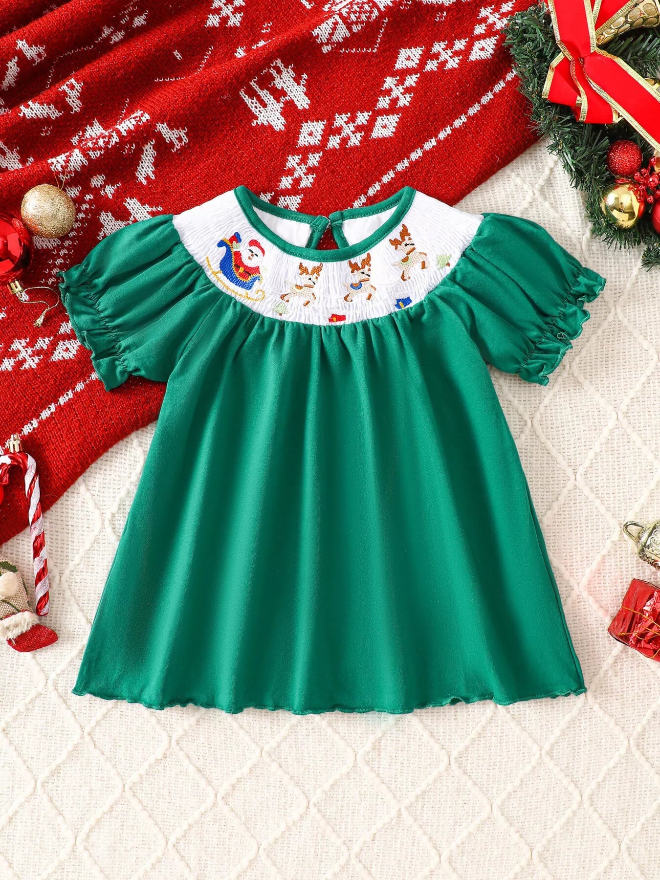 Children's Christmas Embroidered A-Line Dress 