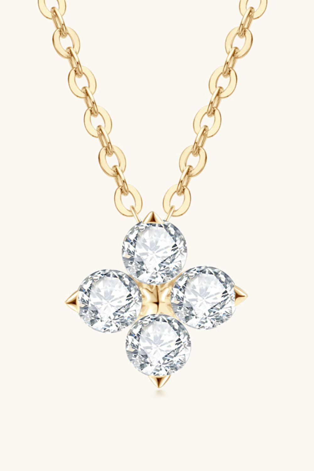 Moissanite Four Leaf Clover Pendant Necklace 