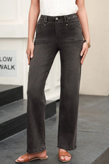 High-Waisted Wide-Leg Vintage Wash Jeans 