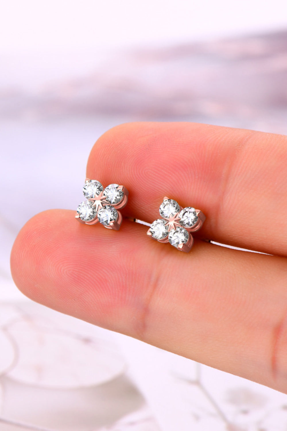 Moissanite 925 Sterling Silver Four-Leaf Clover Shape Earrings 