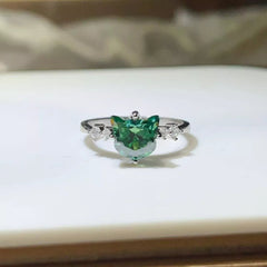 2 Carat Cat-Shaped Moissanite 925 Sterling Silver Ring 