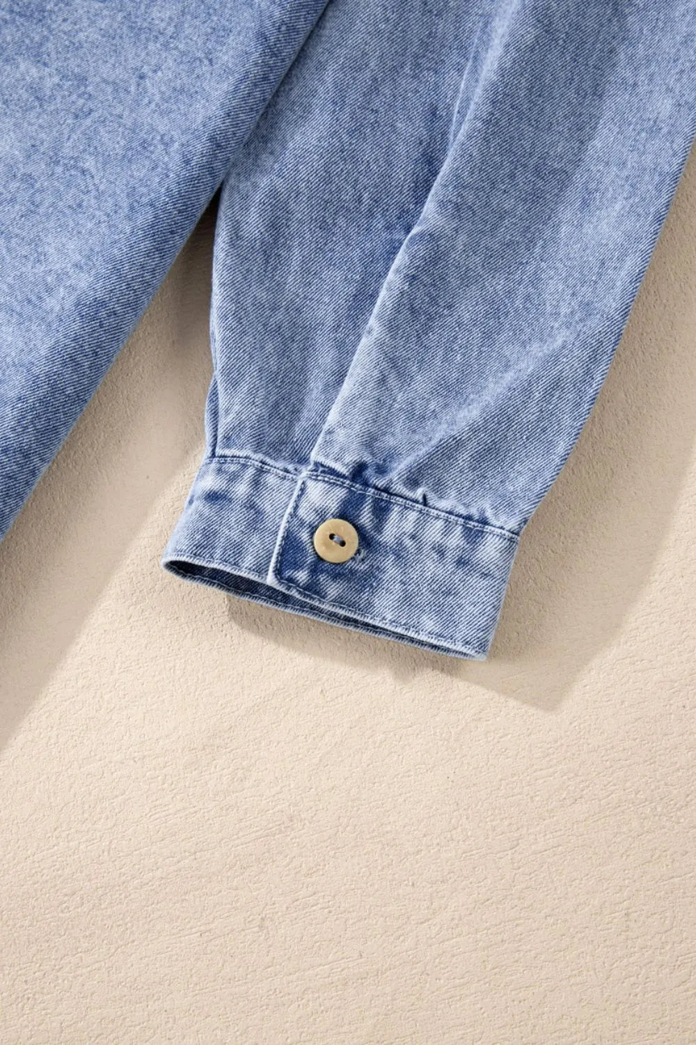 Raw Hem Button Down Long Sleeve Denim Dress 