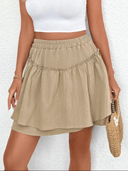 Elastic Waist Layered Skirt 