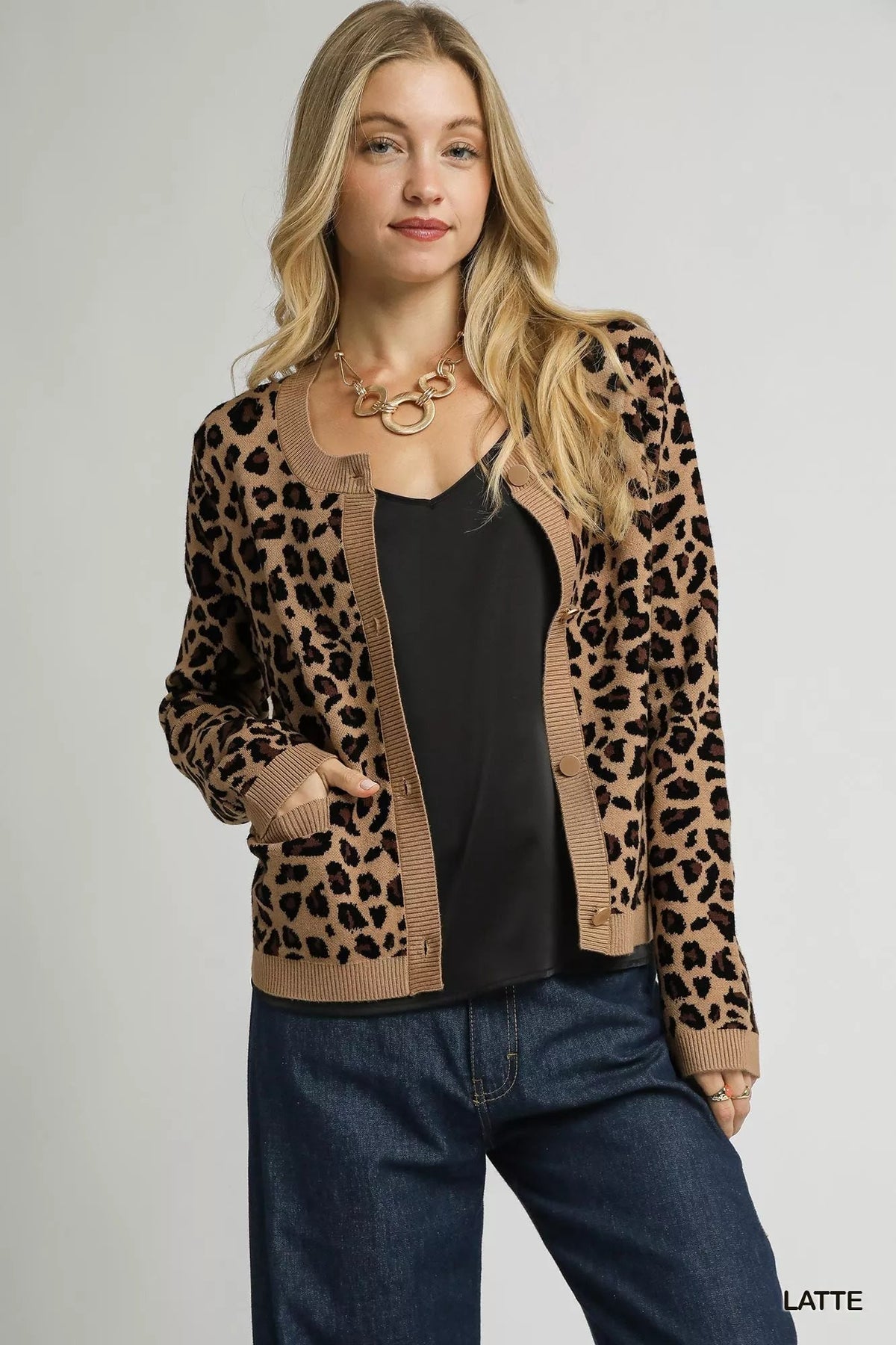 Umgee Leopard Print Button-Down Cardigan 