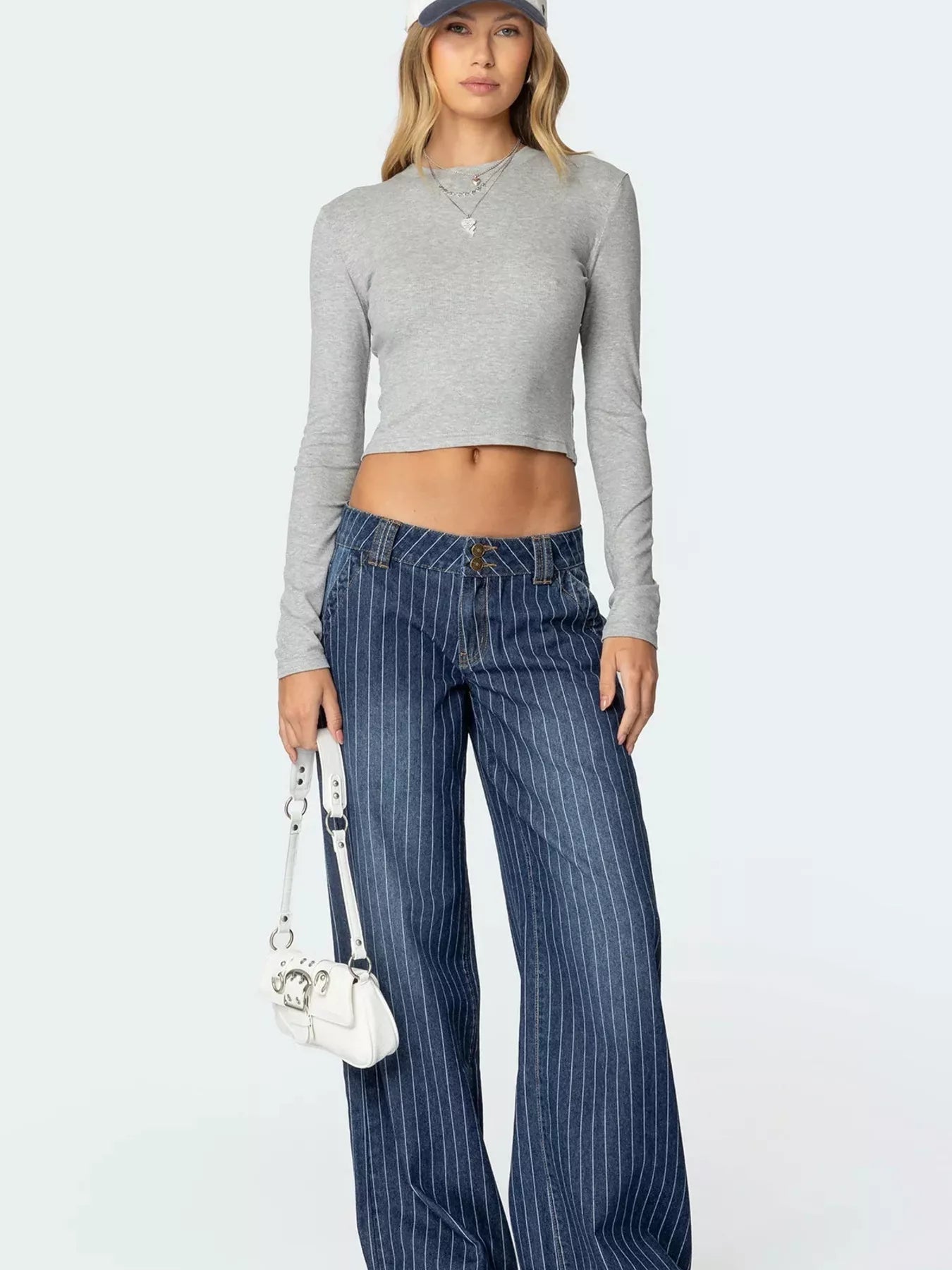 Striped Wide Leg Jeans 