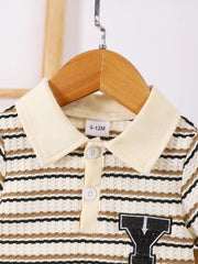 Children's Striped Short Sleeve Polo and Pants Set 
