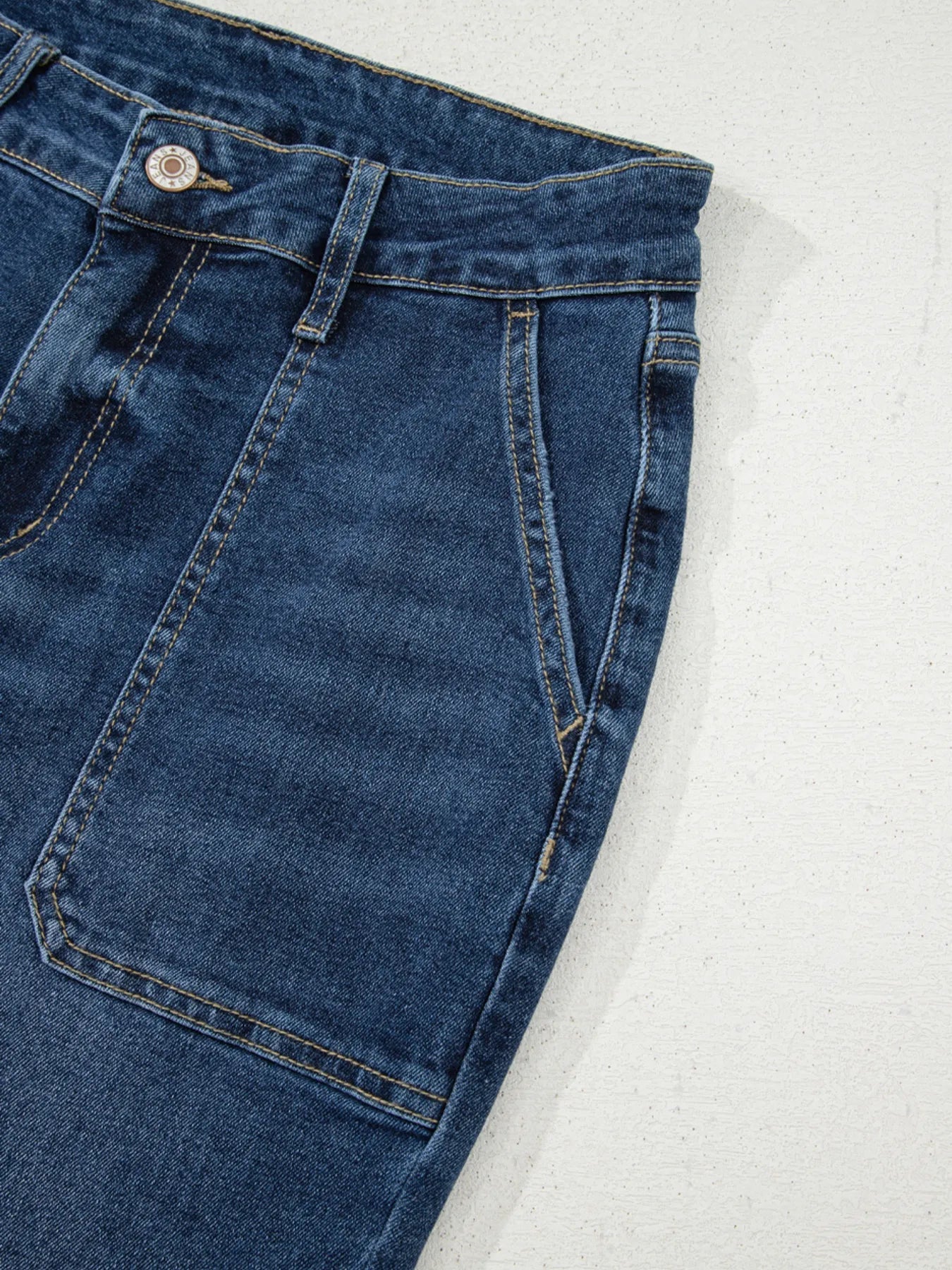 Cropped High Rise Wide Leg Jeans 