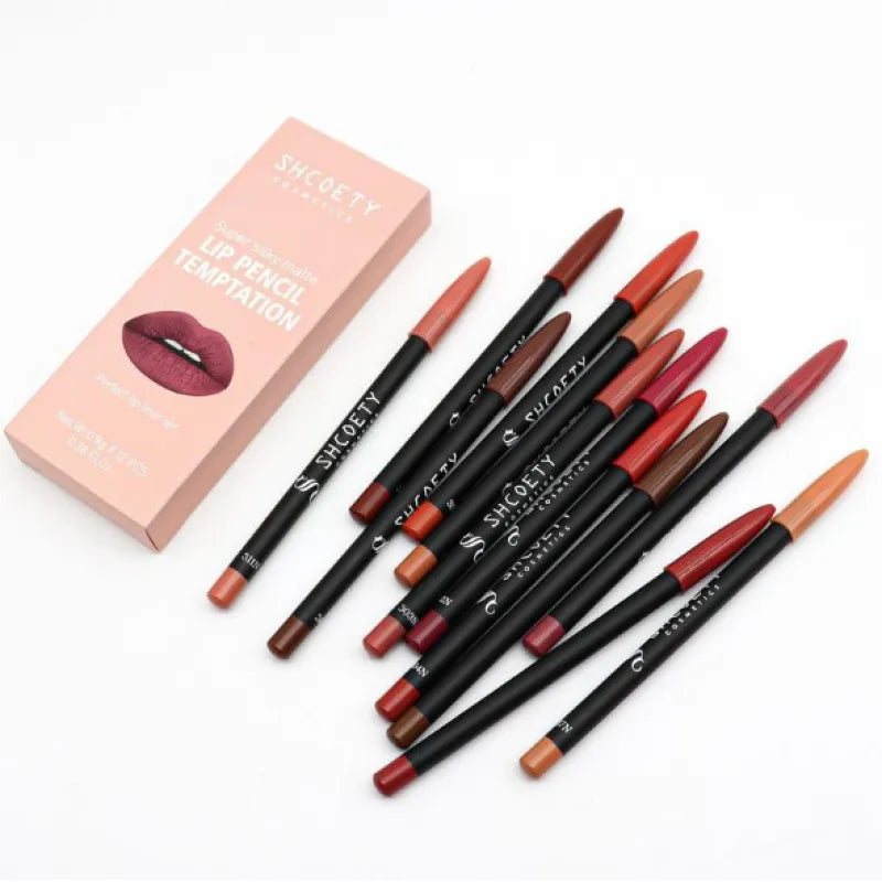 12-Piece Waterproof Matte Lip Liner Set: Redefine Your Lips with Precision and Style 