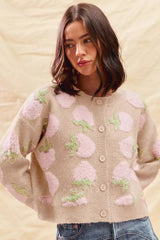 SO ME Strawberry Fruit All Over Button Sweater Cardigan 