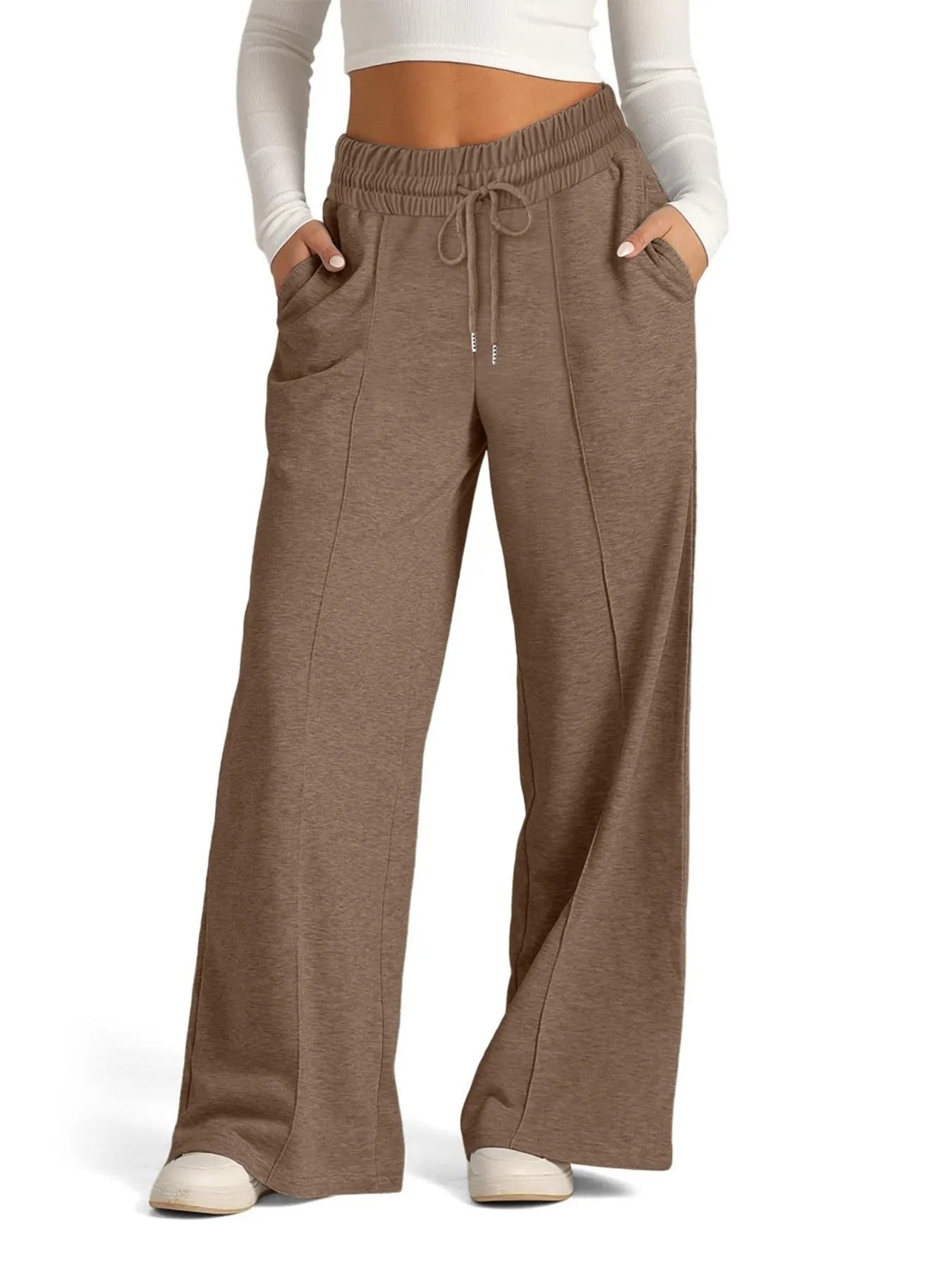 Full Size Drawstring Relaxed Fit Wide Leg Pants Plus Size 