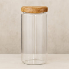 Airtight Glass Kitchen Storage Jars with Acacia Wood Lids – Stylish Pantry Organization 