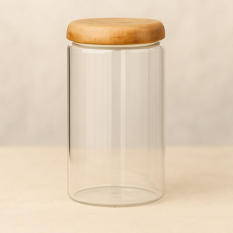 Airtight Glass Kitchen Storage Jars with Acacia Wood Lids – Stylish Pantry Organization 