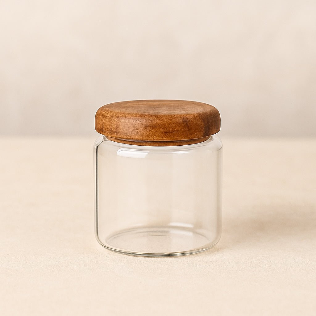 Airtight Glass Kitchen Storage Jars with Acacia Wood Lids – Stylish Pantry Organization 