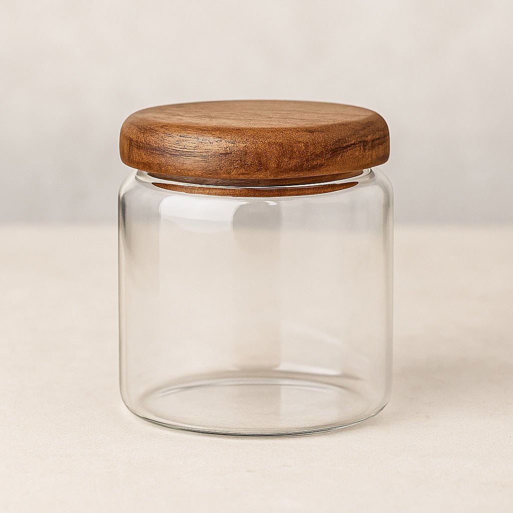 Airtight Glass Kitchen Storage Jars with Acacia Wood Lids – Stylish Pantry Organization 