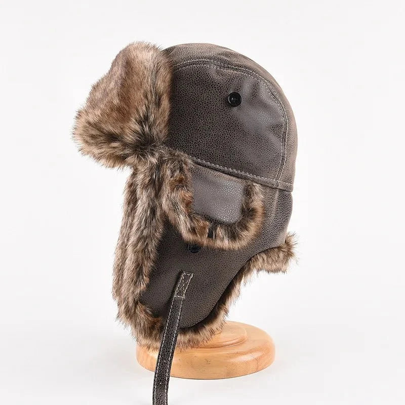 Arctic Aviator Hat | Premium Leather with Cozy Fur Lining 