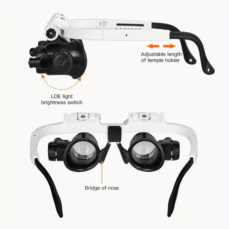 Aura LED Head Magnifier | Adjustable Hands-Free 8X 15X 23X Viewing 